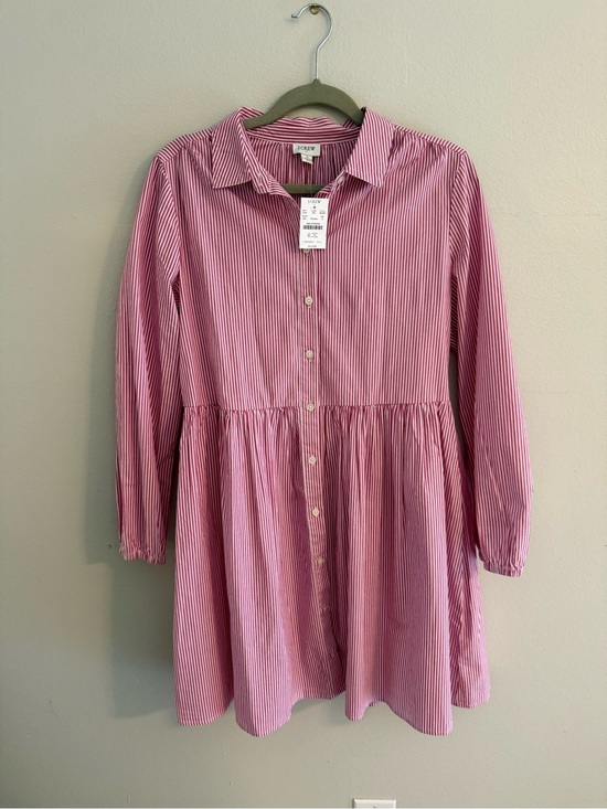 J. Crew Dresses & Skirts - J. Crew Pink & White Striped Long-Sleeve Button-Front Dress